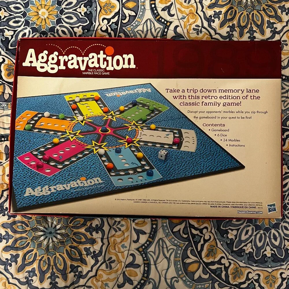 Hasbro Gaming Retro Series Aggravation board game. Marbles Dice‎ race home.